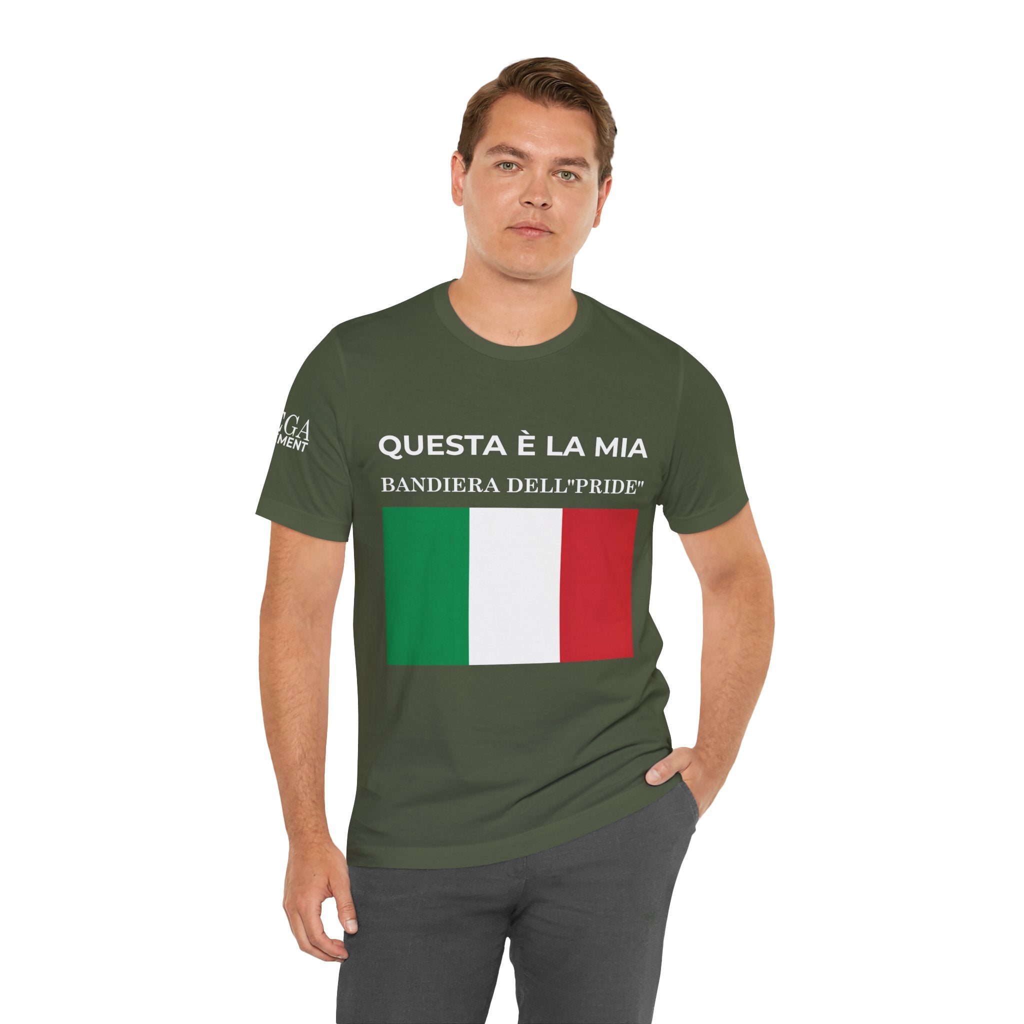 Italian Pride Flag Tee, Unisex Short Sleeve Shirt for Patriots, Patriot Apparel, Casual Wear, Gift Idea - Mega Movement