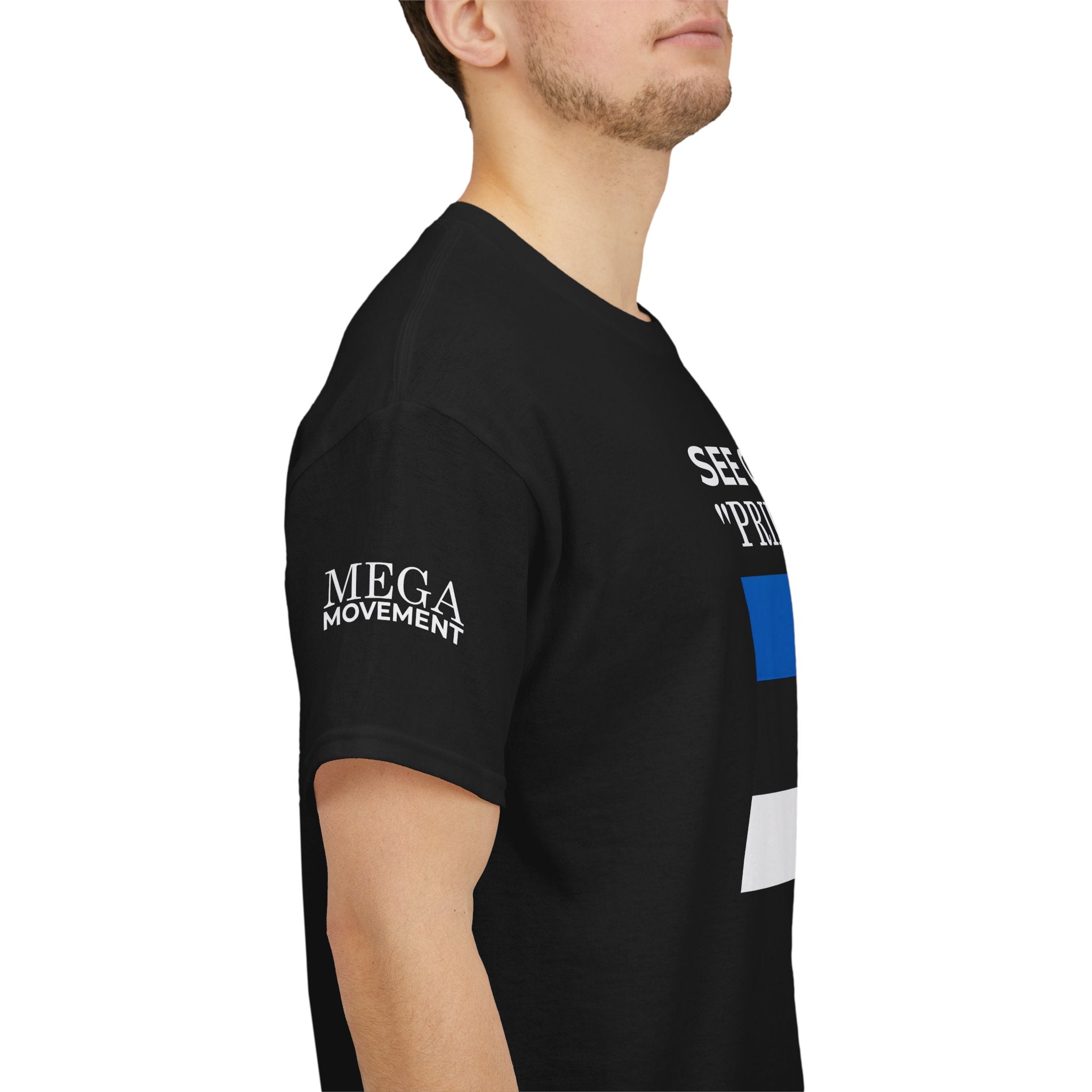 See On Minu 'Pride' Lipp T‑Shirt ( Small Print ) — Blue White Stripe Pride Tee
