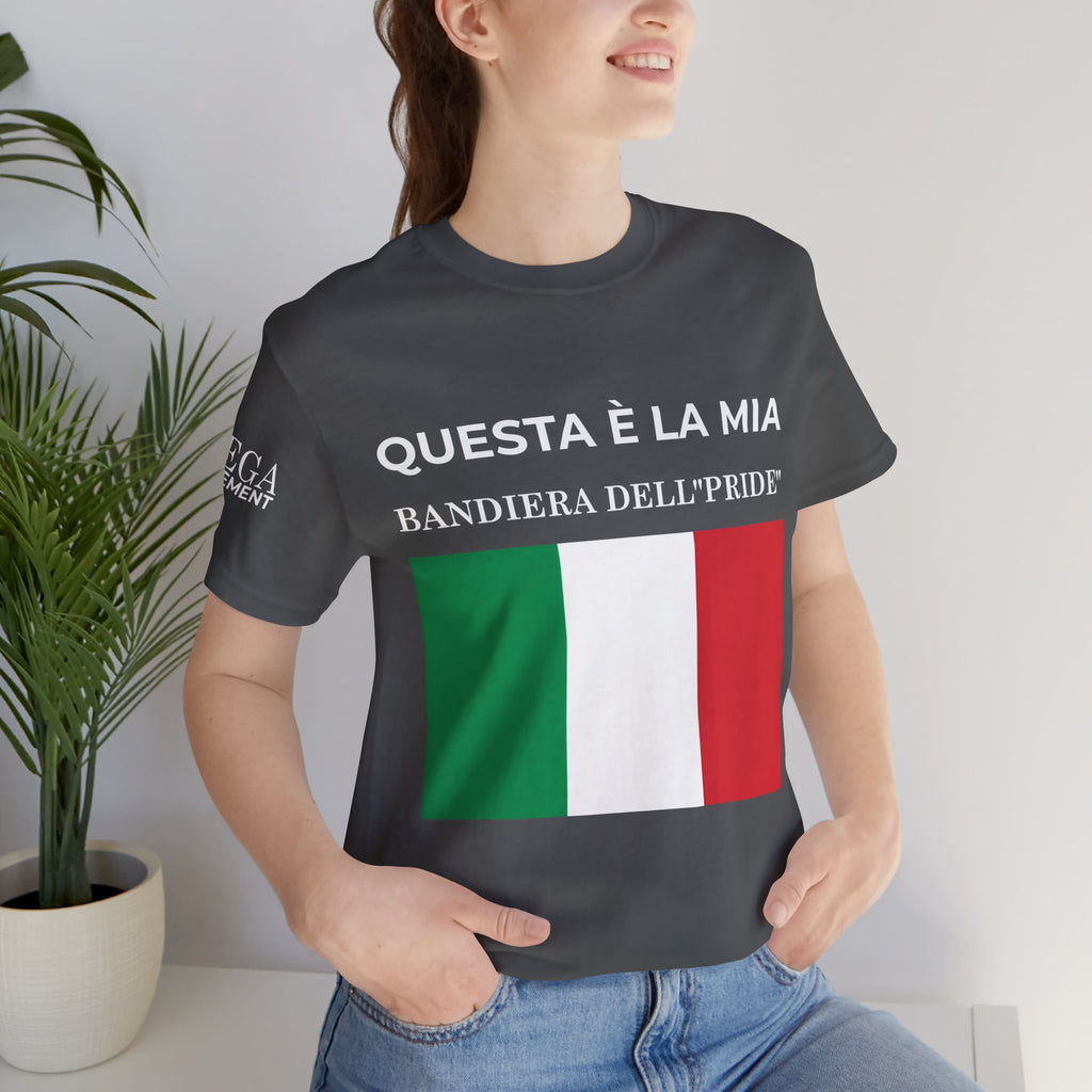 Italian Pride Flag Tee, Unisex Short Sleeve Shirt for Patriots, Patriot Apparel, Casual Wear, Gift Idea - Mega Movement