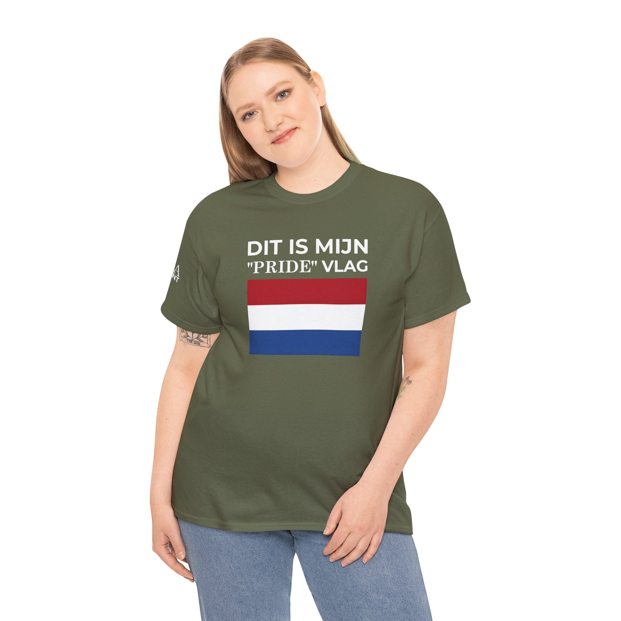 Dutch Pride Flag T-Shirt ( Small Print ) — "Dit Is Mijn 'Pride' Vlag" Cotton Tee