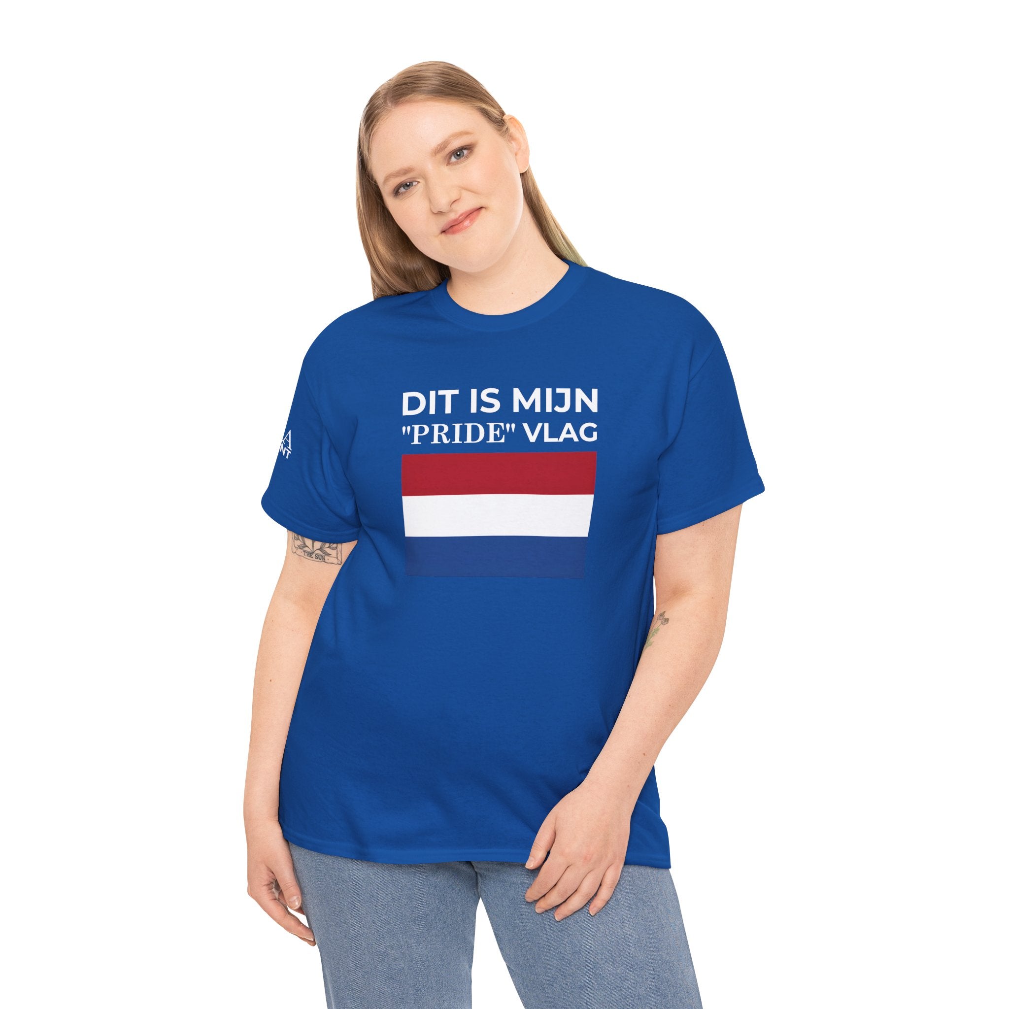 Dutch Pride Flag T-Shirt ( Small Print ) — "Dit Is Mijn 'Pride' Vlag" Cotton Tee