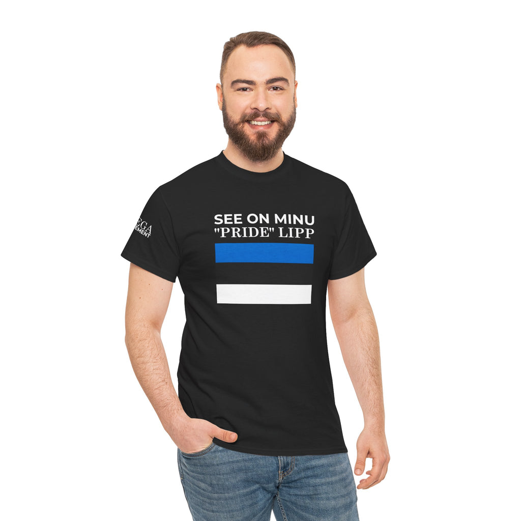 See On Minu 'Pride' Lipp T‑Shirt ( Small Print ) — Blue White Stripe Pride Tee