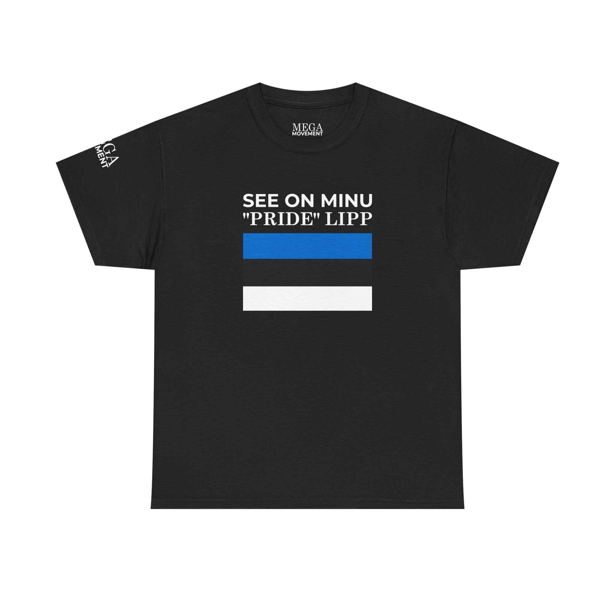 See On Minu 'Pride' Lipp T‑Shirt ( Small Print ) — Blue White Stripe Pride Tee