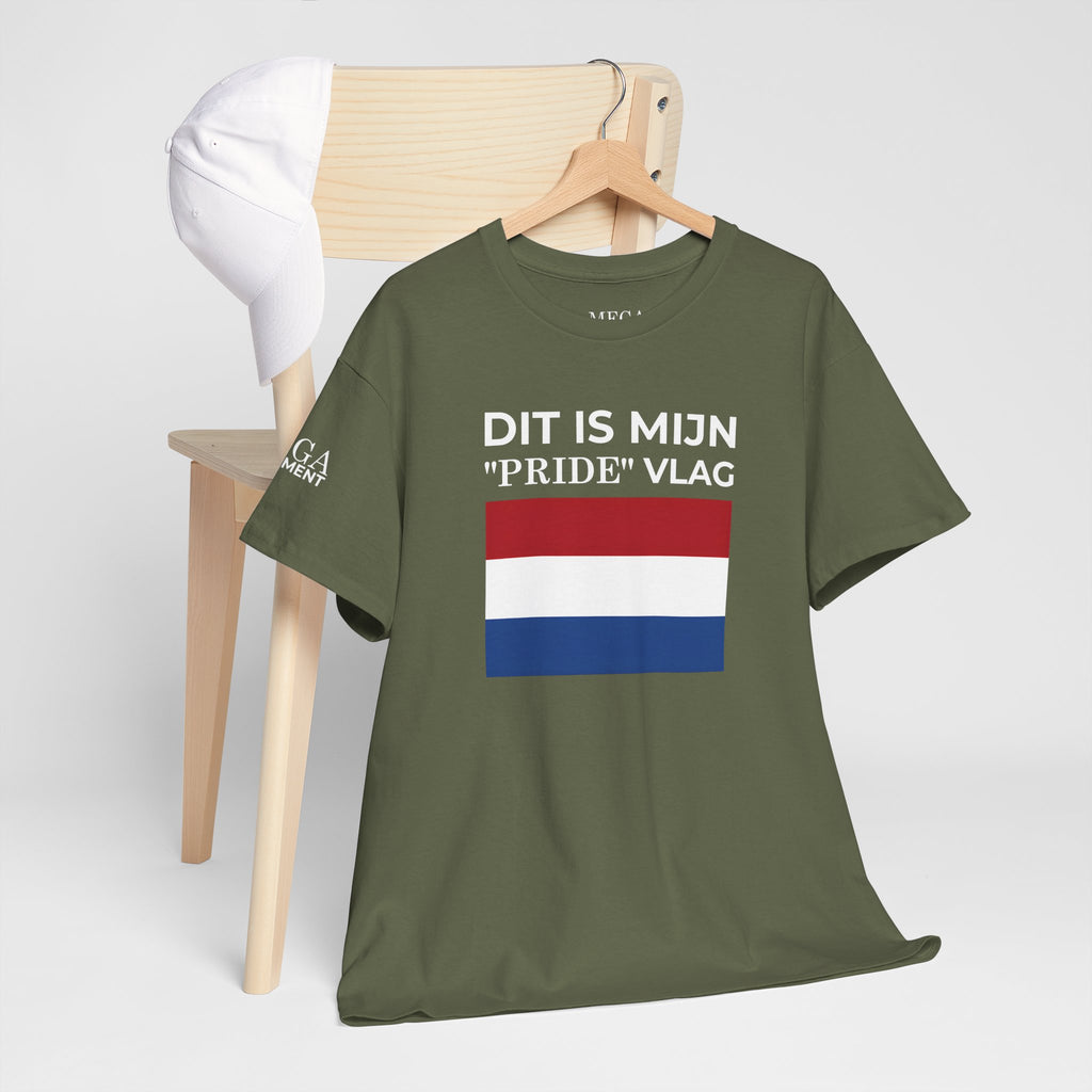 Dutch Pride Flag T-Shirt ( Small Print ) — "Dit Is Mijn 'Pride' Vlag" Cotton Tee
