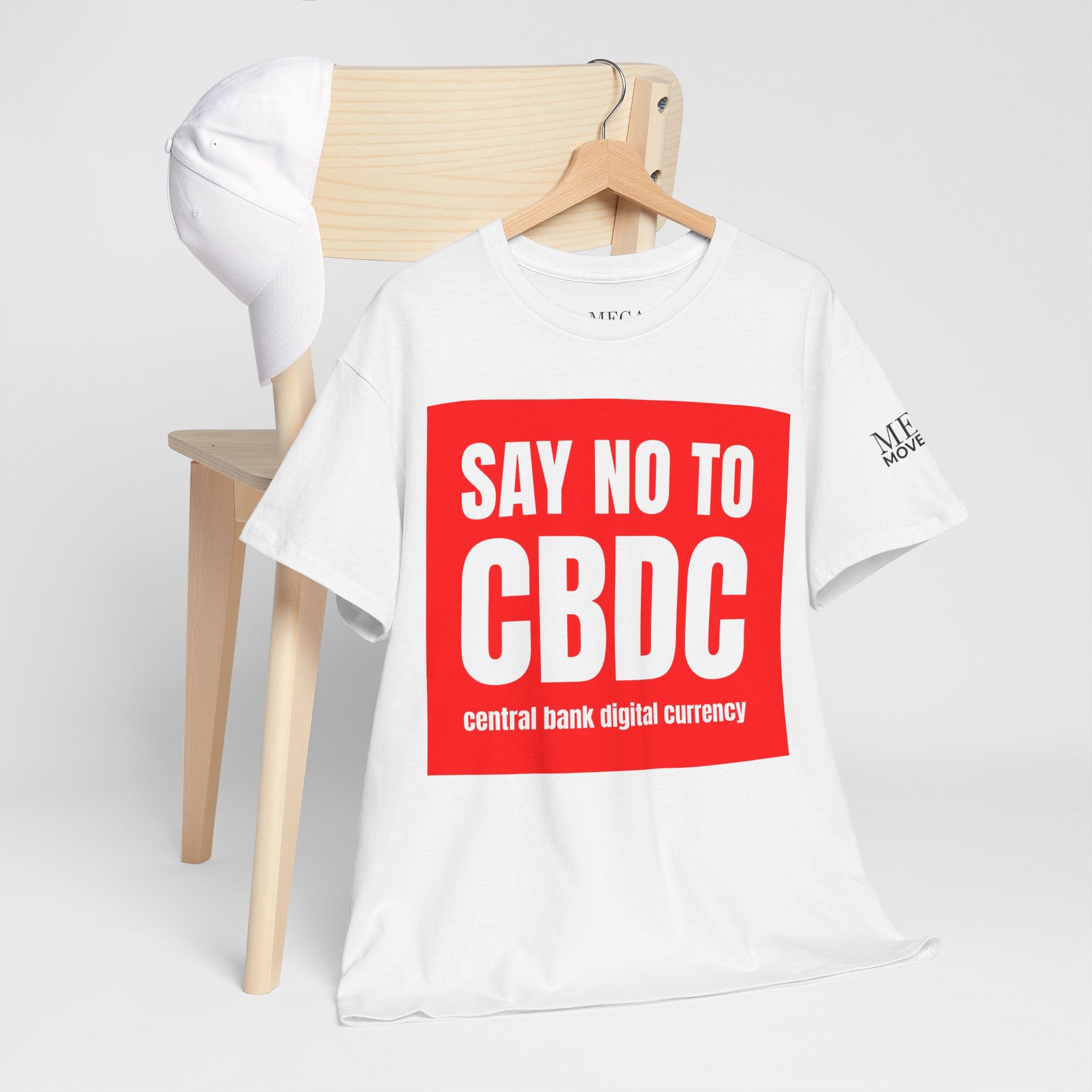 Say No to CBDC Unisex Heavy Cotton Tee | Statement Shirt, Protest Apparel, Gift for Advocates, Casual Wear, Social Commentary Tee - Mega Movement