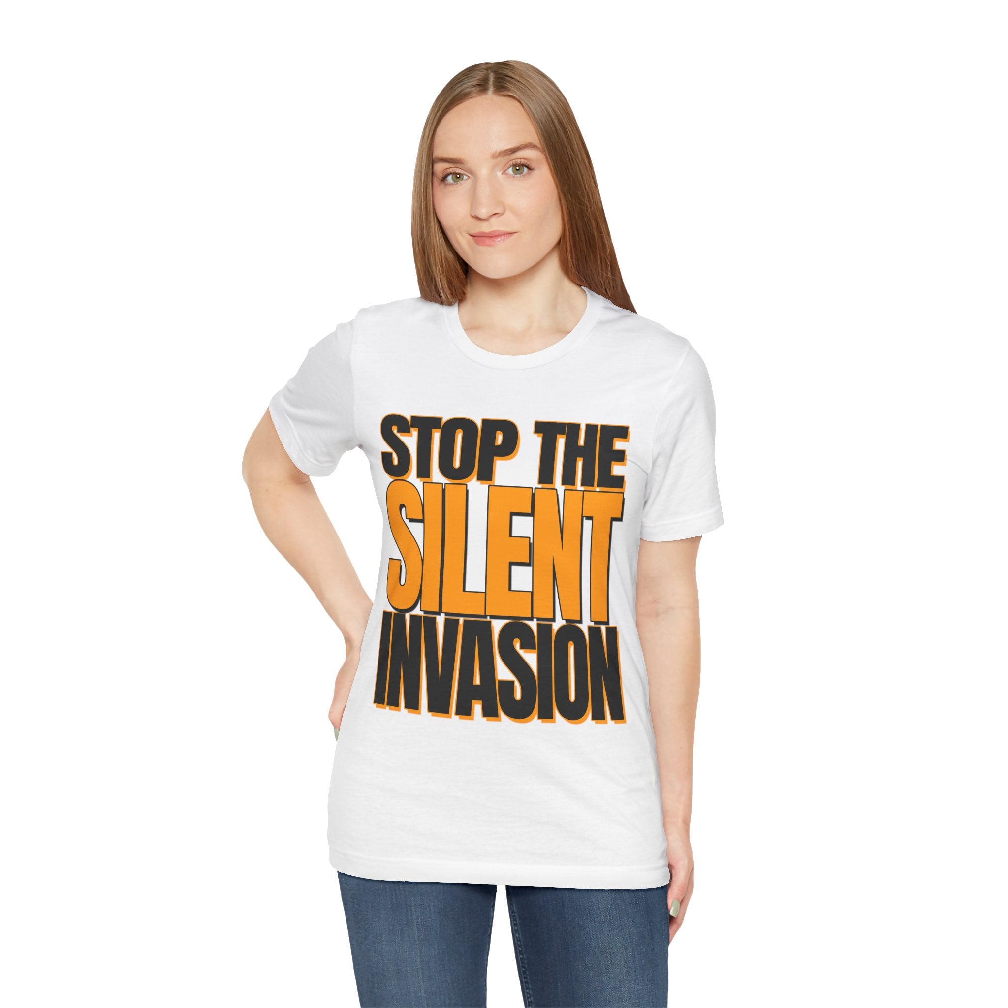 Stop the Silent Invasion Unisex Tee, Awareness Tee, Casual Wear, Protest Shirt, Gift for Activists, Modern Graphic Tee - Mega Movement