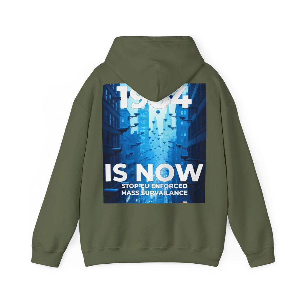 Mega Movement 1984 IS Now Unisex Heavy Blend Hoodie | Cozy Streetwear for Activists, Ideal for Gifts, Protest Wear, Casual Style, Comfy Fashion - Mega Movement
