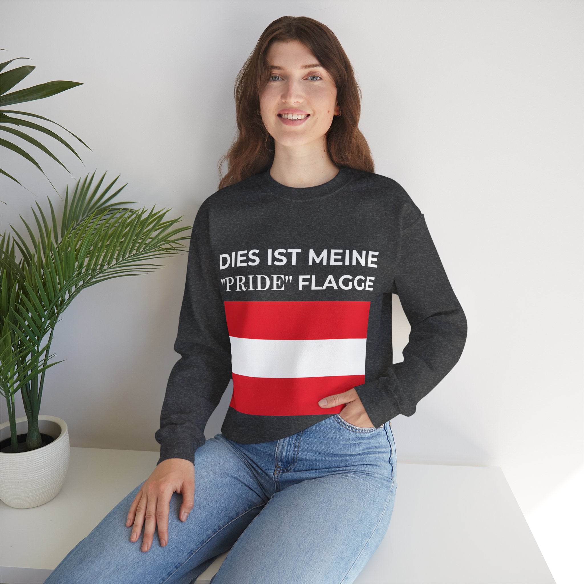 Austrian Pride Flag Crewneck Sweatshirt - Unisex Heavy Blend, Casual Clothing, Statement Sweatshirt - Mega Movement