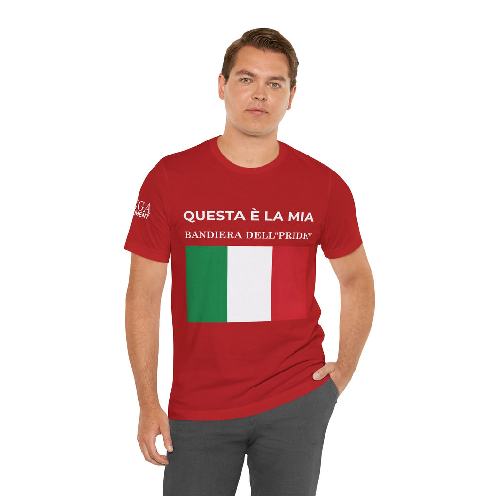Italian Pride Flag Tee, Unisex Short Sleeve Shirt for Patriots, Patriot Apparel, Casual Wear, Gift Idea - Mega Movement