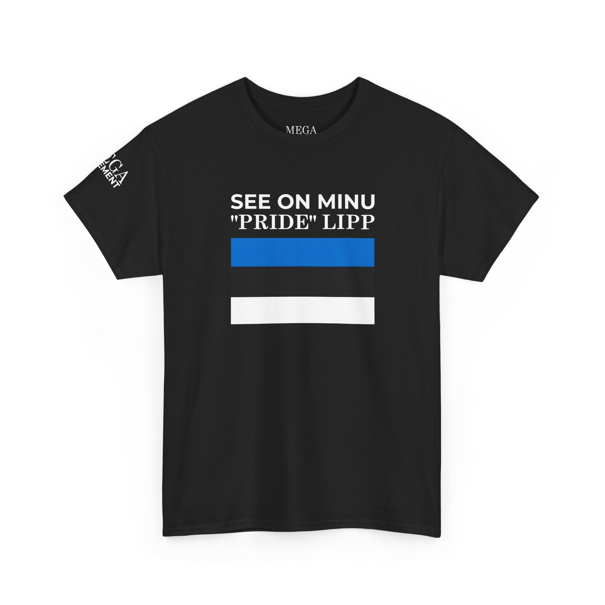 See On Minu 'Pride' Lipp T‑Shirt ( Small Print ) — Blue White Stripe Pride Tee