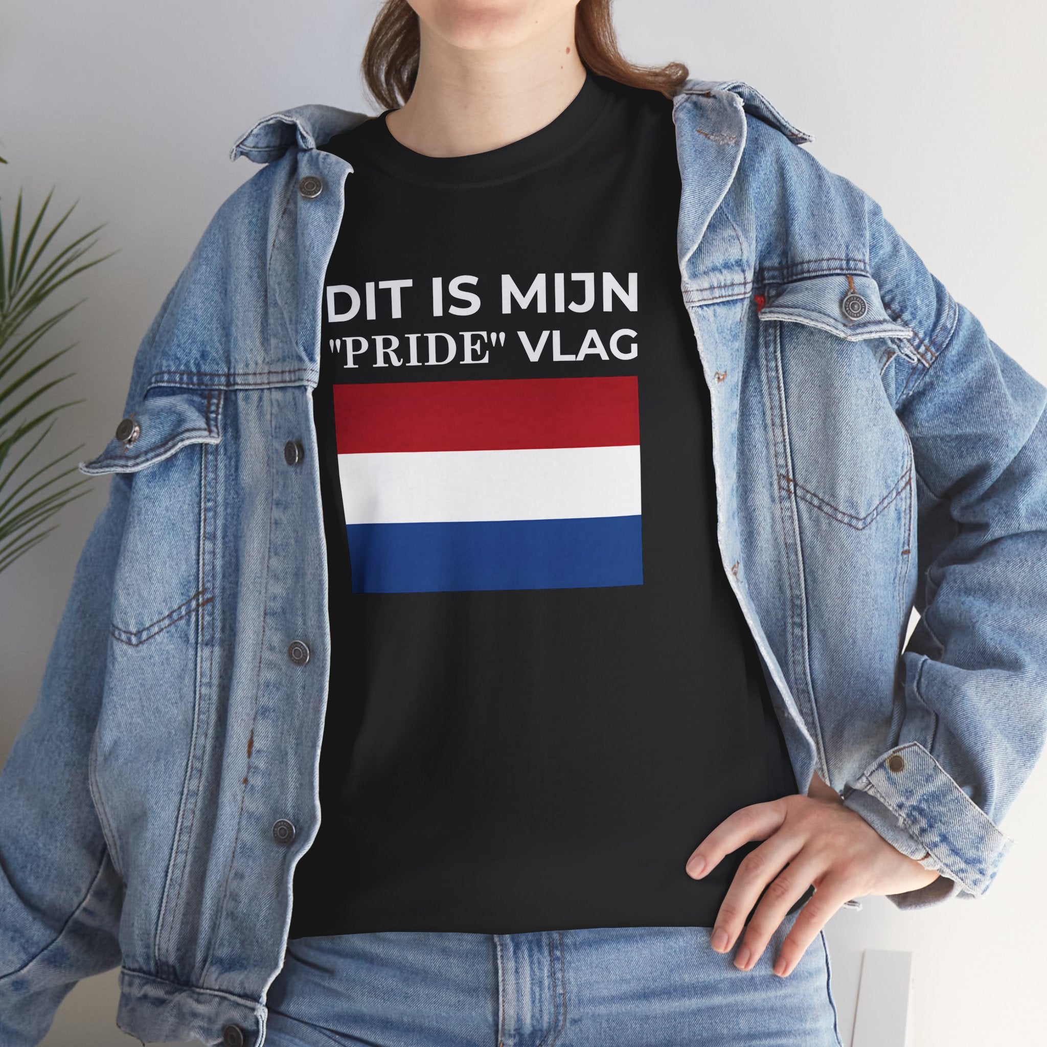 Dutch Pride Flag T-Shirt ( Small Print ) — "Dit Is Mijn 'Pride' Vlag" Cotton Tee