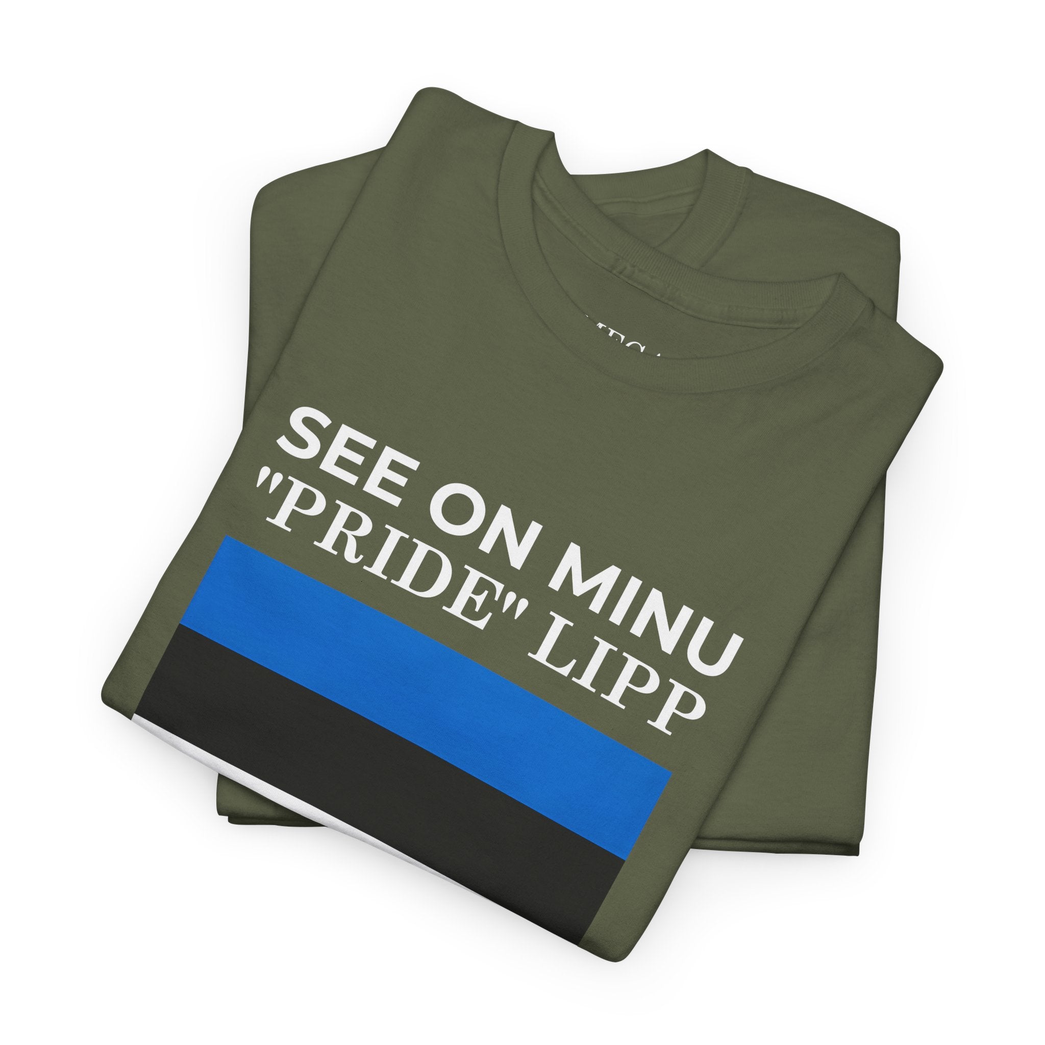 See On Minu 'Pride' Lipp T‑Shirt ( Small Print ) — Blue White Stripe Pride Tee