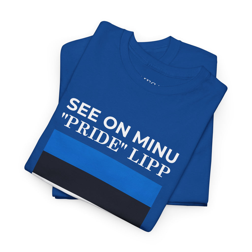 See On Minu 'Pride' Lipp T‑Shirt ( Small Print ) — Blue White Stripe Pride Tee