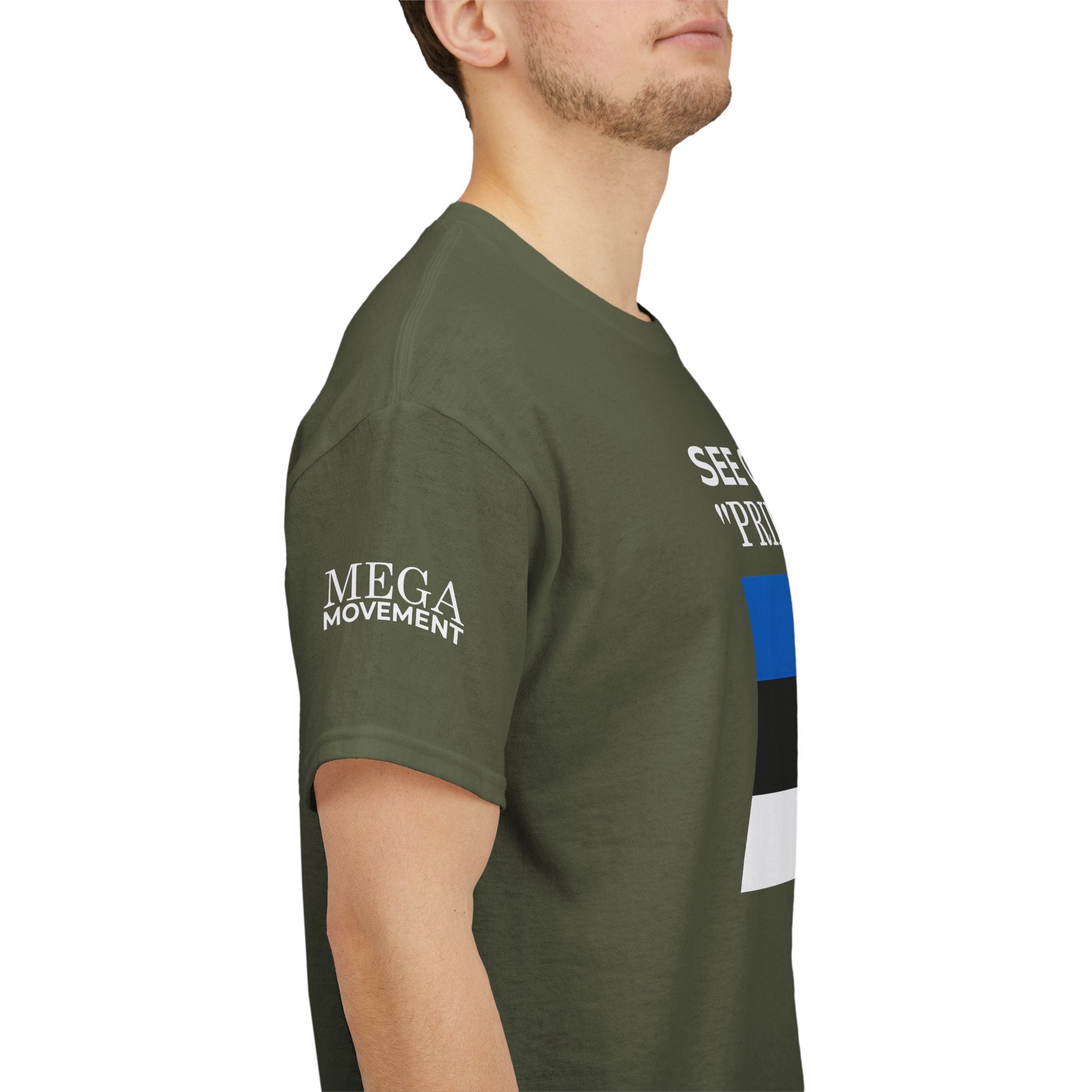 See On Minu 'Pride' Lipp T‑Shirt ( Small Print ) — Blue White Stripe Pride Tee