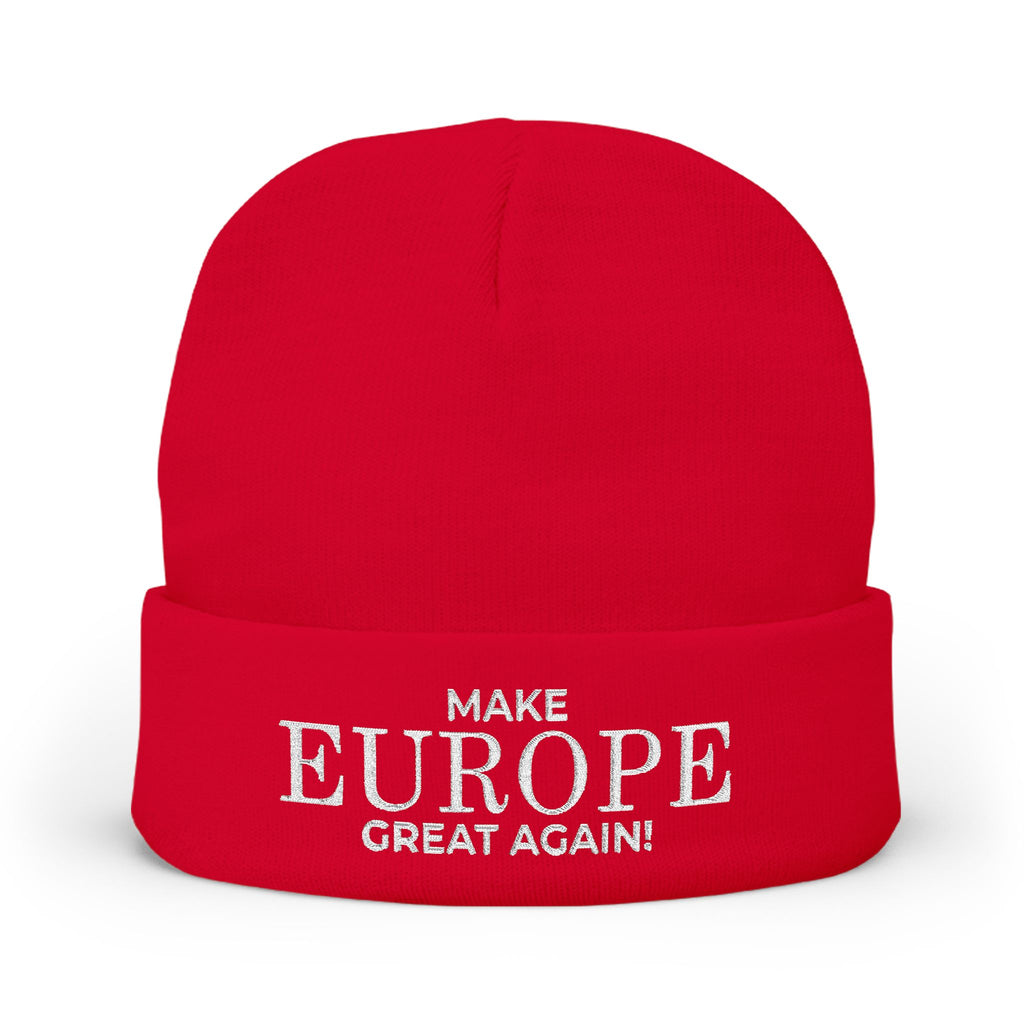 Stylish Knit Beanie - 'Make Europe Great Again' | Embroidered Cap for Winter Fashion, Gifting, Casual Wear, Travel, Trendy Accessories - Mega Movement