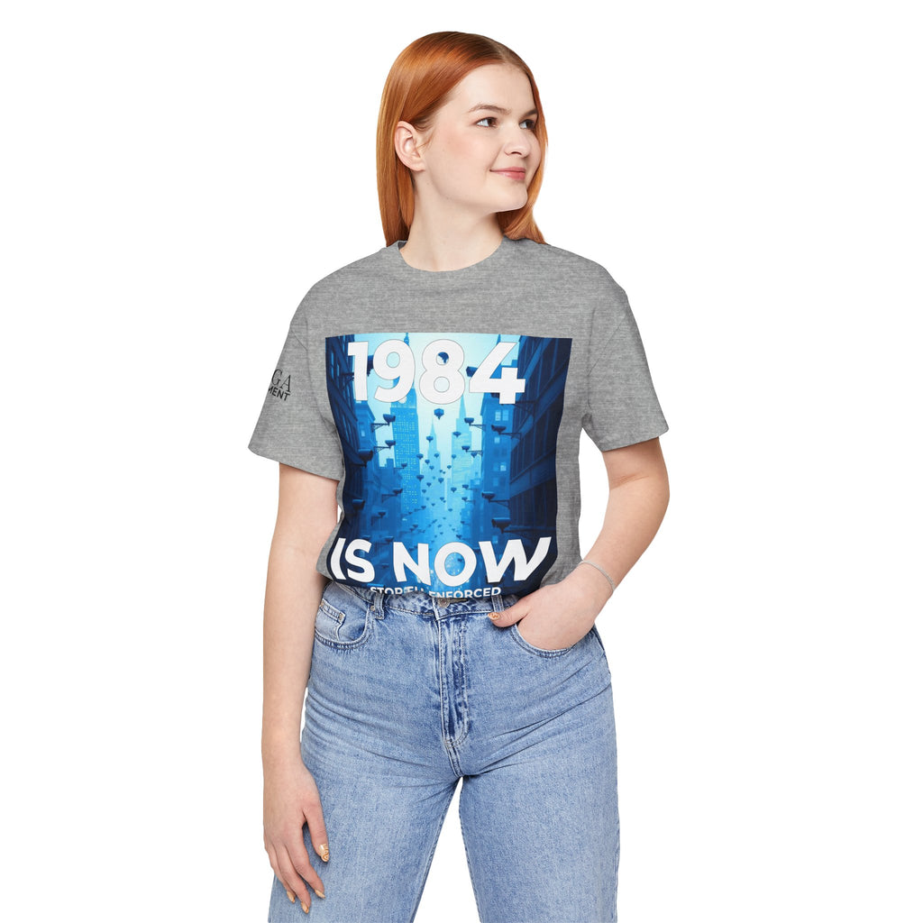 1984 Is Now Unisex Tee, Dystopian Theme Shirt, Statement Tee, Gift for Activists, Casual Everyday Wear, Comfortable Cotton T-Shirt - Mega Movement