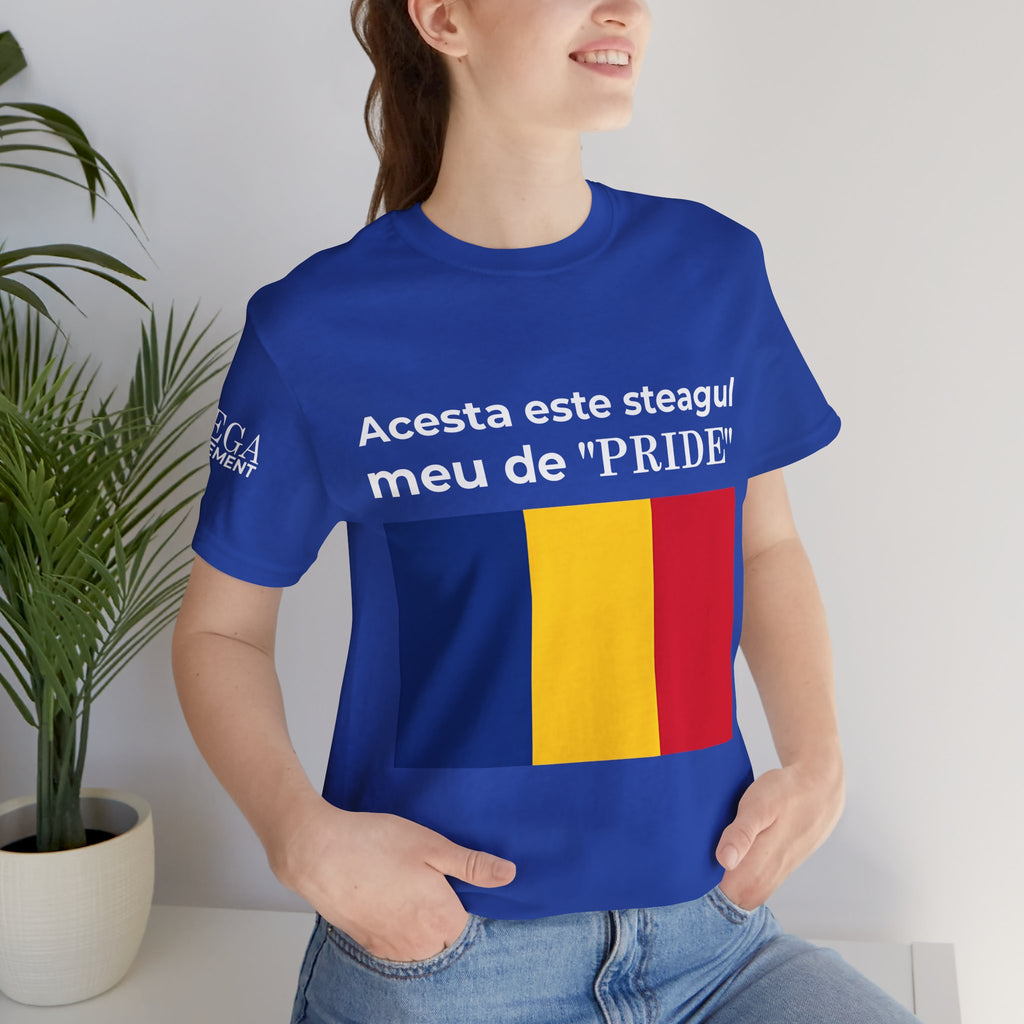 Romania Pride Flag Unisex Tee, Black Short Sleeve Shirt, Comfortable Casual Wear - Mega Movement